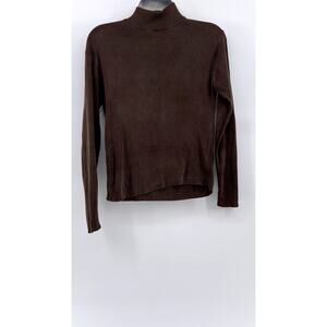 RYAN HARRIS Women's Silk Brown Ribbed Turtleneck Top SZ M